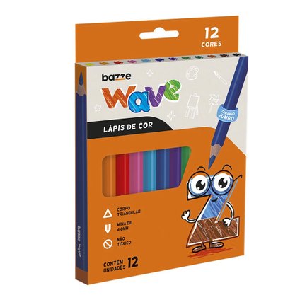 Lápis de Cor Jumbo 12 Cores Wave Tris