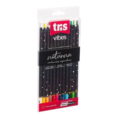 Lápis de Cor Vibes 12 Cores Noturna Ref. 907455 Tris