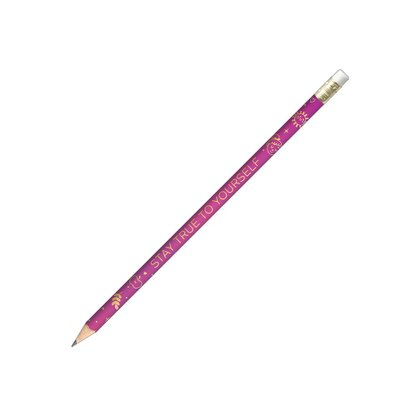 Lápis Grafite Preto Nº2 com Borracha Pink Stay True To Yourself Doodles Tilibra