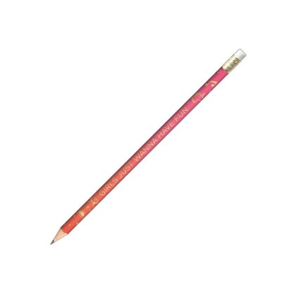 Lápis Grafite Preto Nº2 com Borracha Rosa Girls Just Wanna Have Fun Doodles Tilibra