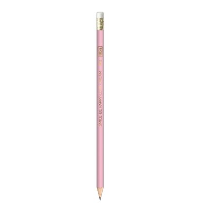 Lápis Grafite Nº2 com Borracha Rosa Pastel Happy Tilibra