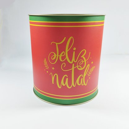 Lata Para Panetone 500g Vermelho Feliz Natal Natalino Cromus