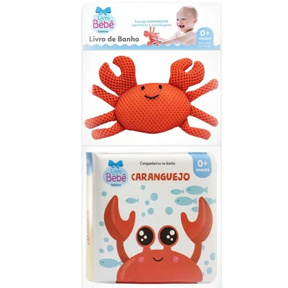 Livro Banho Companheiros No Banho Caranguejo C/ Esponja Todo Livro