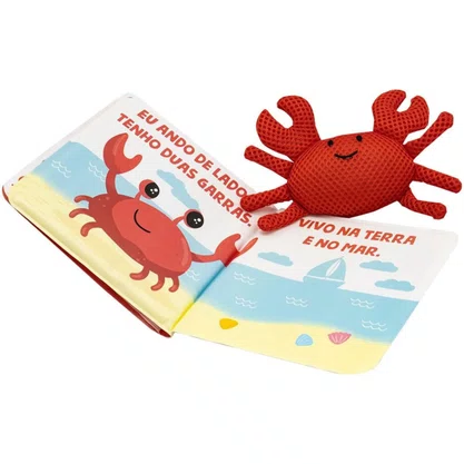 Livro Banho Companheiros No Banho Caranguejo C/ Esponja Todo Livro