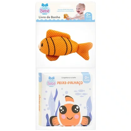 Livro Banho Companheiros No Banho Peixe Palhaco C/ Esponja Todo Livro