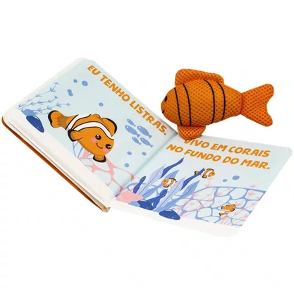 Livro Banho Companheiros No Banho Peixe Palhaco C/ Esponja Todo Livro