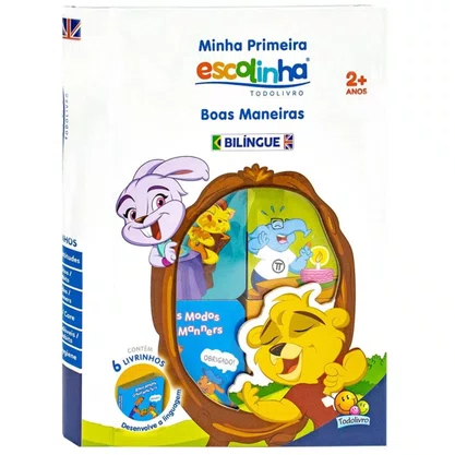 Livro Minha Primeira Escolinha Boas Maneiras Bilíngue C/ 6 Livrinhos Todolivro