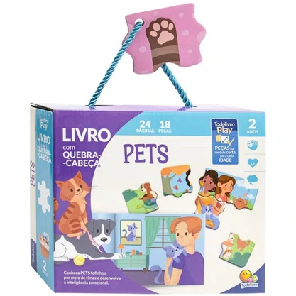 Livro Quebra-cabeça Progressivo Pets 24 Pg 3x6 Peças 2 Anos Todolivro
