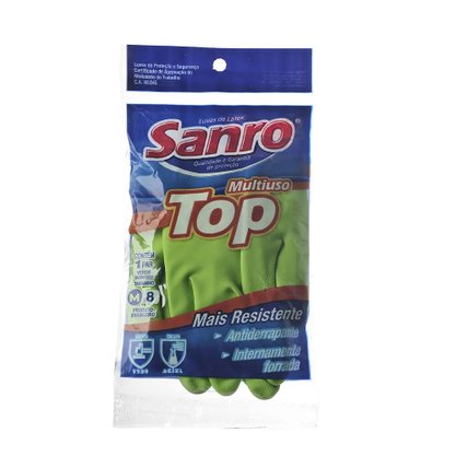 Luva Borracha Tam M Verde Par Top Sanro