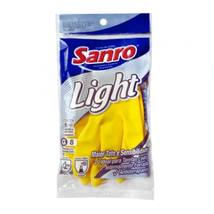 Luva de Borracha Amarela Light Tam P Sanro