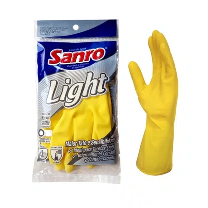 Luva de Borracha Amarela Light Tam XG Sanro