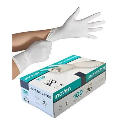 Luva de Látex com Pó Tamanho P Inoven (Caixa com 100 Unidades)