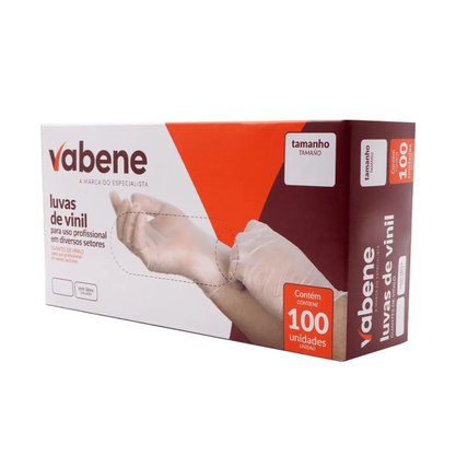 Luva Vinil Tam M S/ Pó Vabene C/ 100un