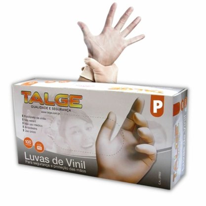 Luva Vinil Tam P C/ Po Talge C/ 100un