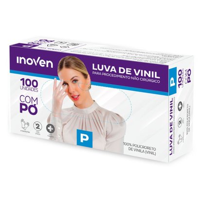 Luva Vinil Tam P S/ Po Transparente Inoven Cx C/ 100 Un
