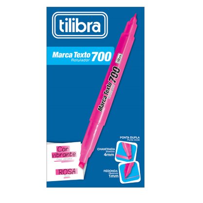 Marca Texto Duas Pontas 1Mm E 4Mm Rosa 700 Tilibra