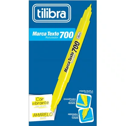 Marca Texto Duas Pontas 1Mm E 4Mm Amarelo 700 Tilibra