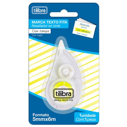 Marca Texto Em Fita Colorida 5mm x 6m Amarelo Neon Tilibra