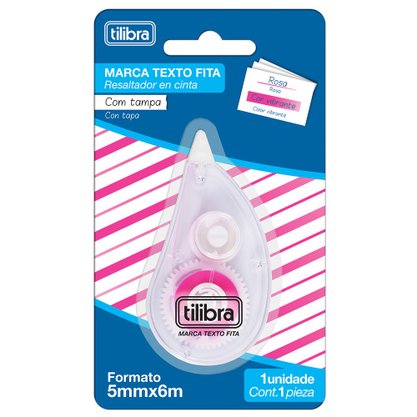 Marca Texto Em Fita Colorida 5mm x 6m Rosa Neon Tilibra