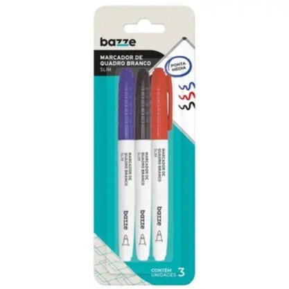 Marcador para Quadro Branco Slim 03 Cores Bazze