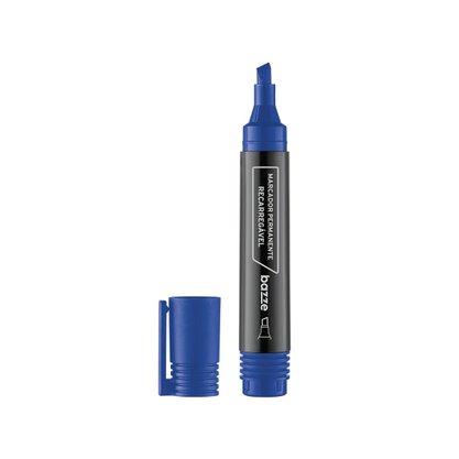 Marcador Permanente Azul Recarregável Bazze