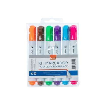 Marcador Permanente Para Quadro Branco 06 Cores BRW