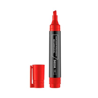 Marcador Permanente Vermelho Recarregável Bazze