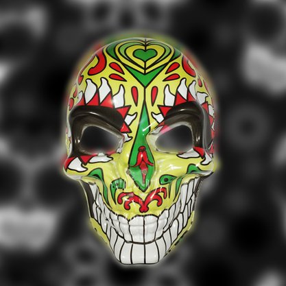Máscara Caveira Mexicana Verde Halloween Importado