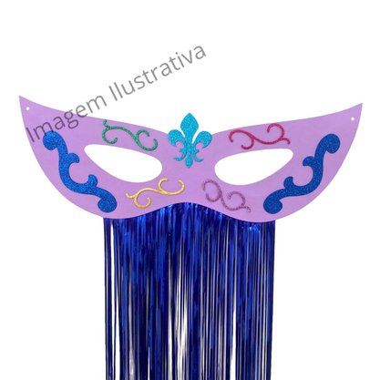 Mascara Grande Azul Eva Decoração com Metaloide Ref 165 Badulake