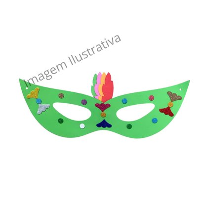 Mascara Grande Verde Eva Decoração com Metaloide Ref 165 Badulake