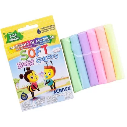 Massa De Modelar Baby Colors 06 Unidades Soft Acrilex