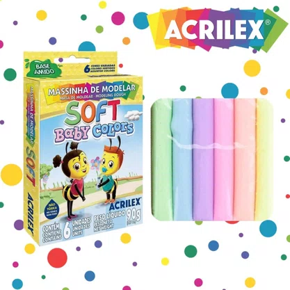 Massa De Modelar Baby Colors 06 Unidades Soft Acrilex