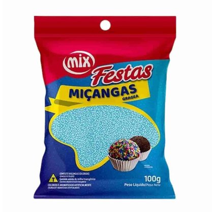 Miçangas Azul Bebê Festas 100g Mix
