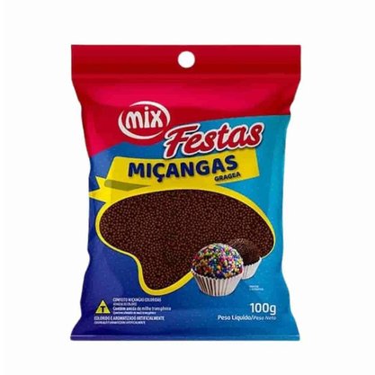 Miçangas Chocolate Preto Festas 100g Mix