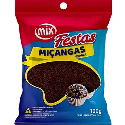 Miçangas Chocolate Preto Festas 100g Mix