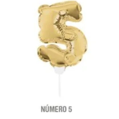 Mini Balão Topo Bolo N. 5 Ouro Cromus