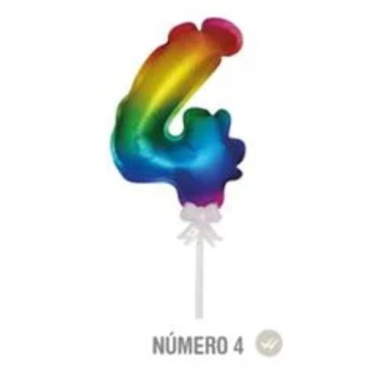 Mini Balão Topo Bolo Nº 4 Tie Dye Cromus