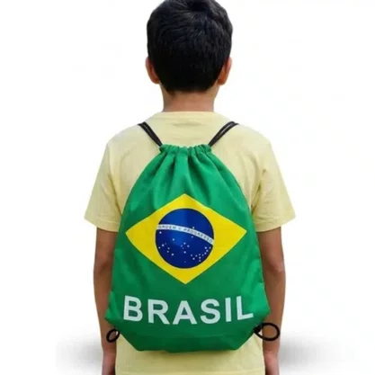 Mochila Bandeira Brasil Tecido 30x40cm