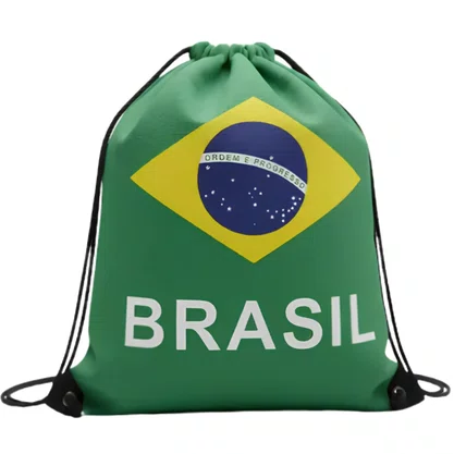 Mochila Bandeira Brasil Tecido 30x40cm