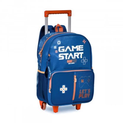 Mochila Com Rodas Azul e Laranja Game Start VD23088K Clio