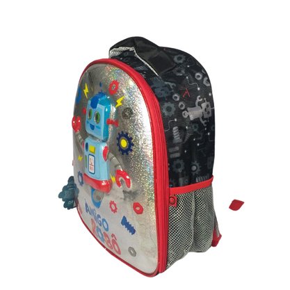 Mochila De Costas Prateada Amigo Robô Clio Style