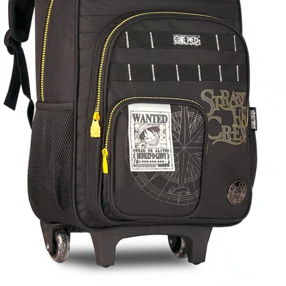 Mochila Escolar com Roda Grande Preta One Piece Clio