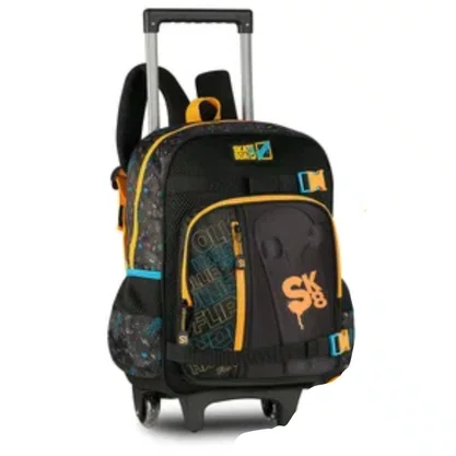 Mochila Escolar Com Roda Grande Preta Skate Ref. SK25047J Clio