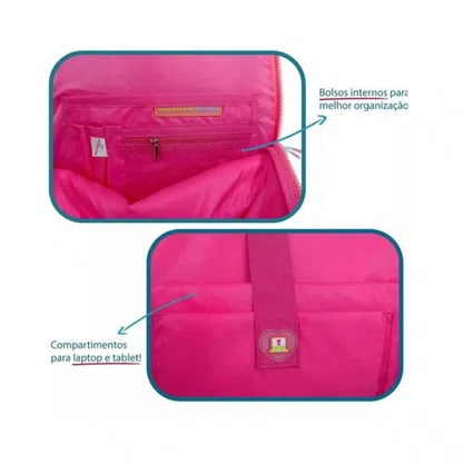 Mochila Escolar Sem Roda Grande Pink LU24636 Luluca Clio