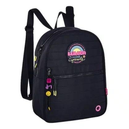 Mochila Escolar Sem Roda Mini Preta Luluca Ref. LU3176PT Clio