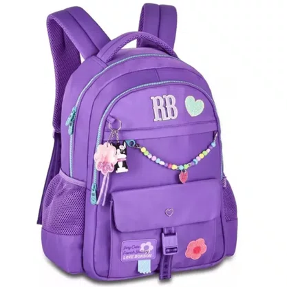 Mochila Escolar Sem Rodas Grande Rebecca Bonbon Pink/Roxa – Ref. RB26224 – Clio