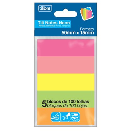 Marcador de Página Adesivo 50x15mm 5 Cores Tilibra