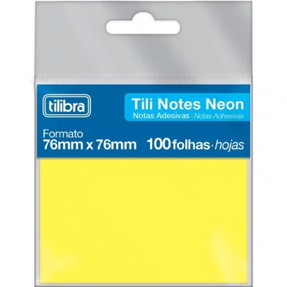 Notas Autoadesivas 76x76mm Amarelo Neon 100fls Tilibra