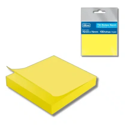 Notas Autoadesivas 76x76mm Amarelo Neon 100fls Tilibra