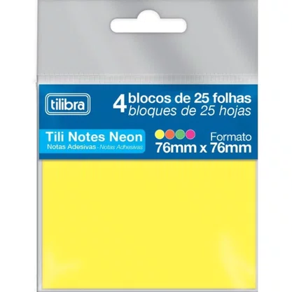 Notas Autoadesivas 76X76mm Neon 100fls Tilibra